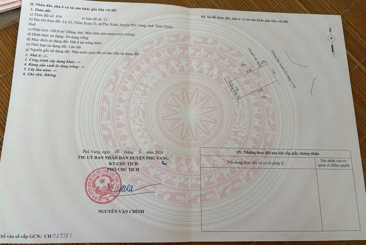 Bán đất KQH Xuân Ổ - Phú Xuân 